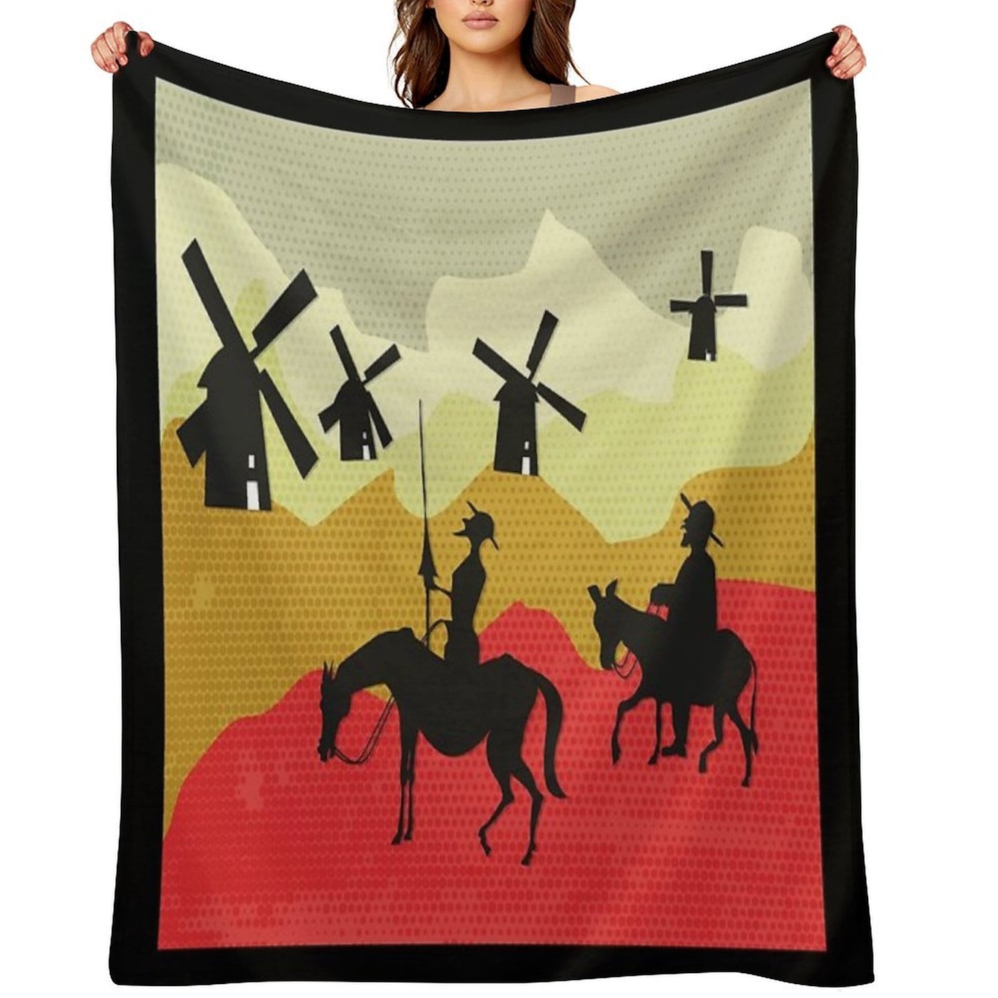 Tilting at Windmills, Don Quixote Machine-washable Throw Blanket