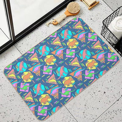 Nineties Dinosaurs Pattern  Toxin-Free Bath Mat