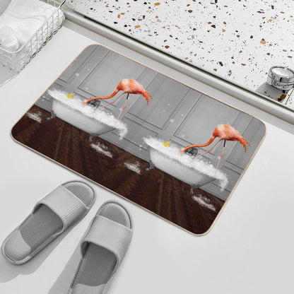 Flamingo on Bathtub Bubble Bath  Long-Lasting Bath Mat