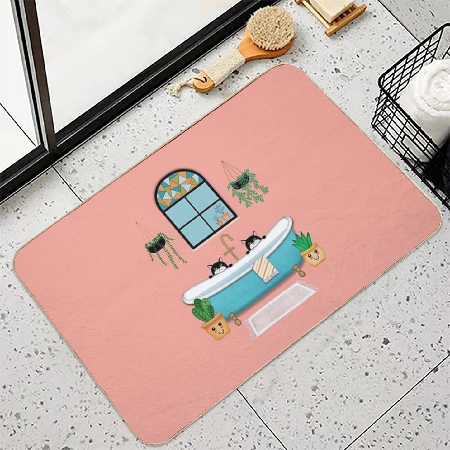 Cats  Bathtub  Illustration  Slip-Resistant Bath Mat