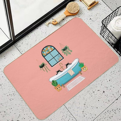 Cats  Bathtub  Illustration  Slip-Resistant Bath Mat