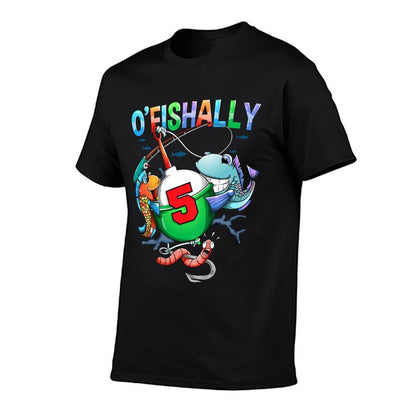 Kids Ofishally 5 Birthday Theme 5 Year Old Boys Birthday Fishing  Breathable T-Shirt
