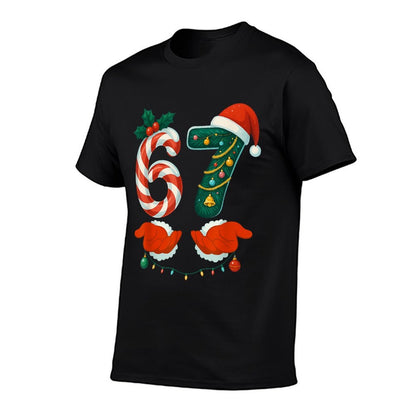 67 Six Seven 6 7 Meme Custome Couple Christmas Matching  Rolled Sleeves T-Shirt