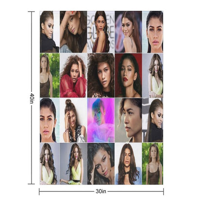 Zendaya Cute Photo Collage Durable Throw Blanket