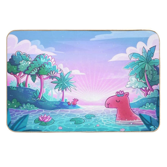 Capybara Paradise  Rapid-Drying Bath Mat
