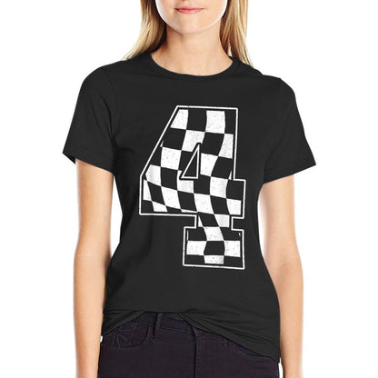 Birthday Boy 4th Race Car Checkered 4 Racing Party Kids  Polyester Blend T-Shirt