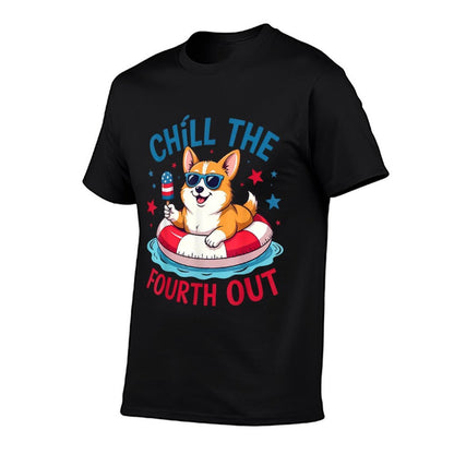 Chill The Fourth Out Cute Corgi Patriotic 4th Of July Comfortable T-Shirt