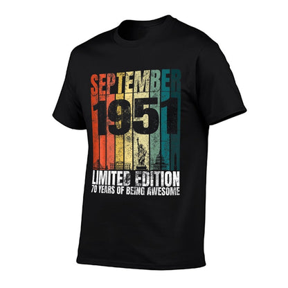 Vintage September 1951 Bday Graphic 70 Years 70th Birthday  Breathable T-Shirt