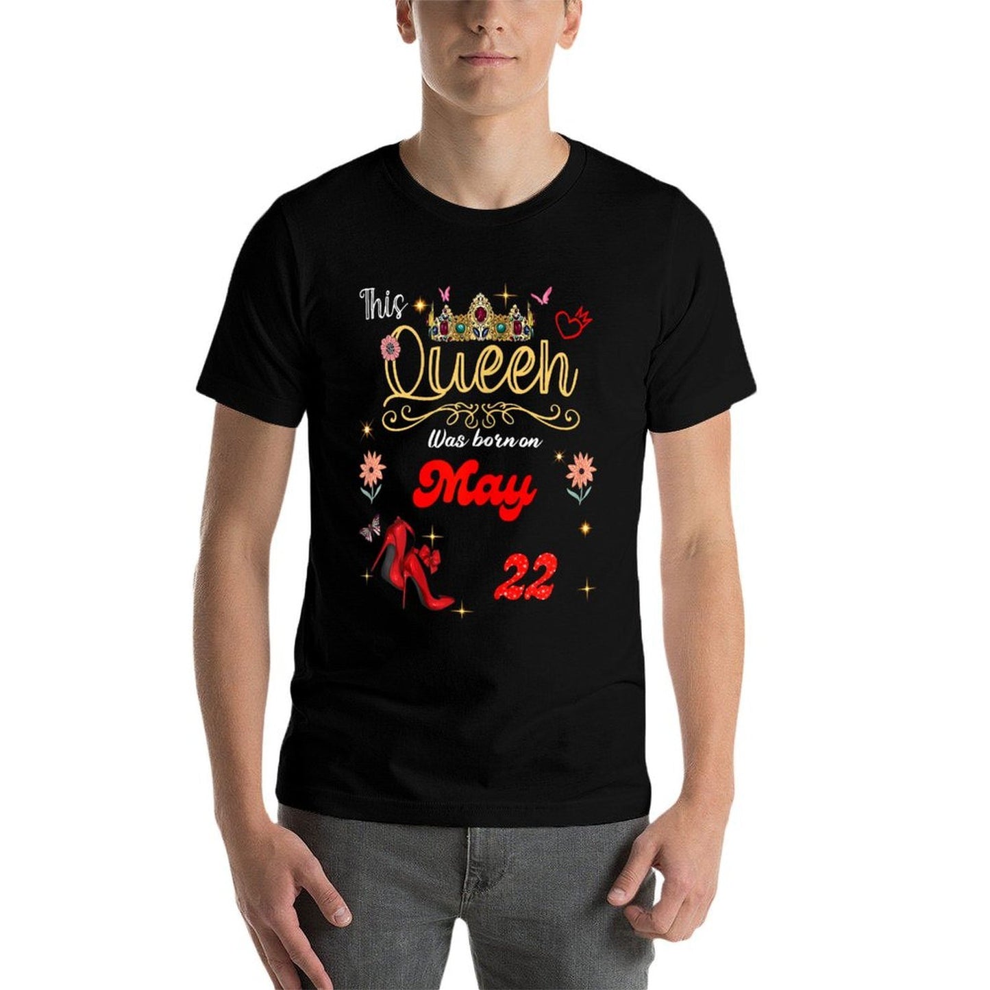 A Queen Was Born on May 22 May 22nd Birthday  Rolled Sleeves T-Shirt