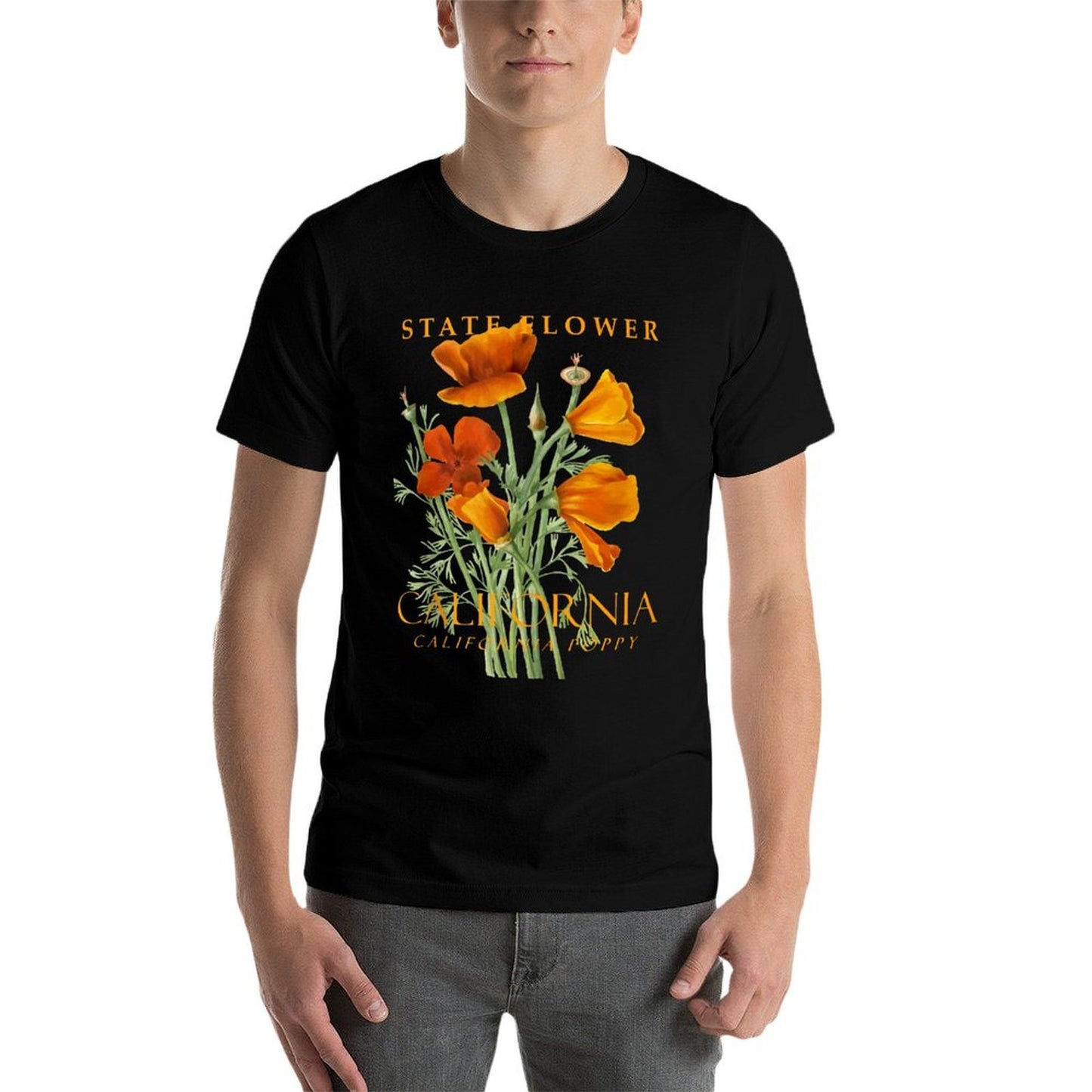 California Territory Flower The Poppy  Fade-proof Color T-Shirt