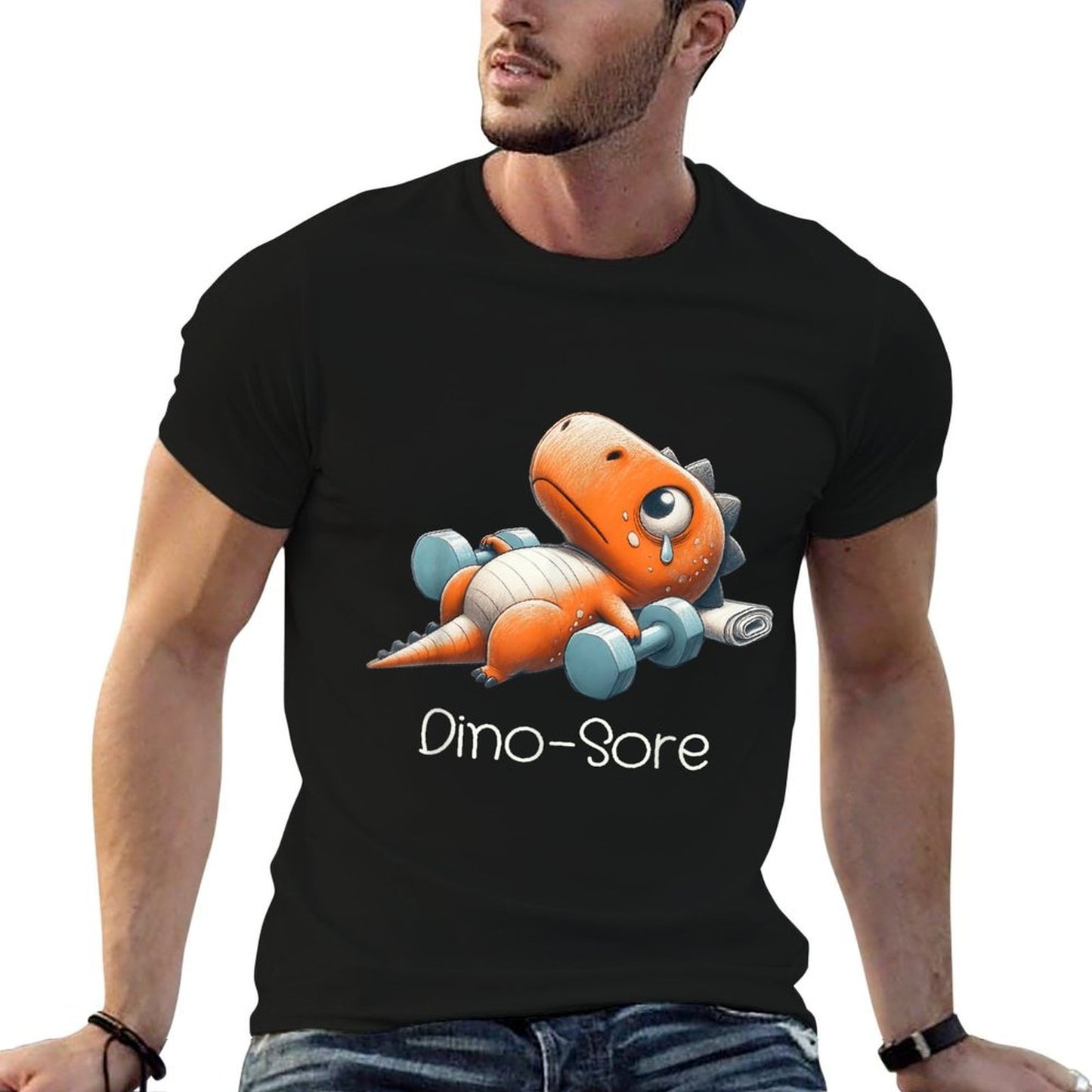 Funny Gym Workout Dinosaur Weight Lifting Gym Dino Sore  Breathable T-Shirt