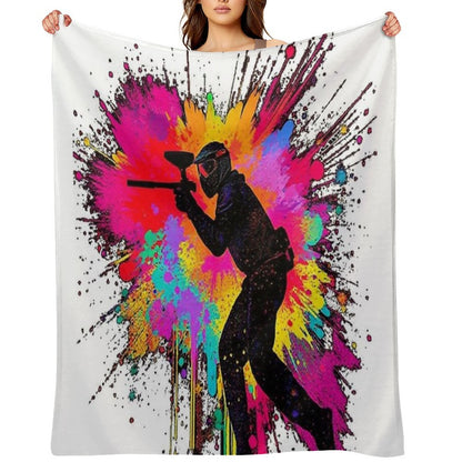 Paintball Logo Game Player Pop Art Graphic Easy Care Throw Blanket