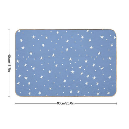 Doodle Stars on Cornflower  Rapid-Drying Bath Mat