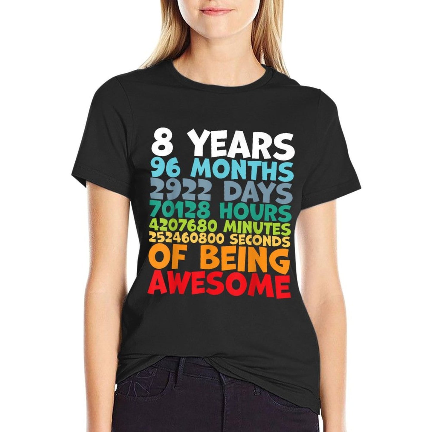 8 Year Old BDay Decorations Son Boy 8yr 8th Birthday  Rolled Sleeves T-Shirt