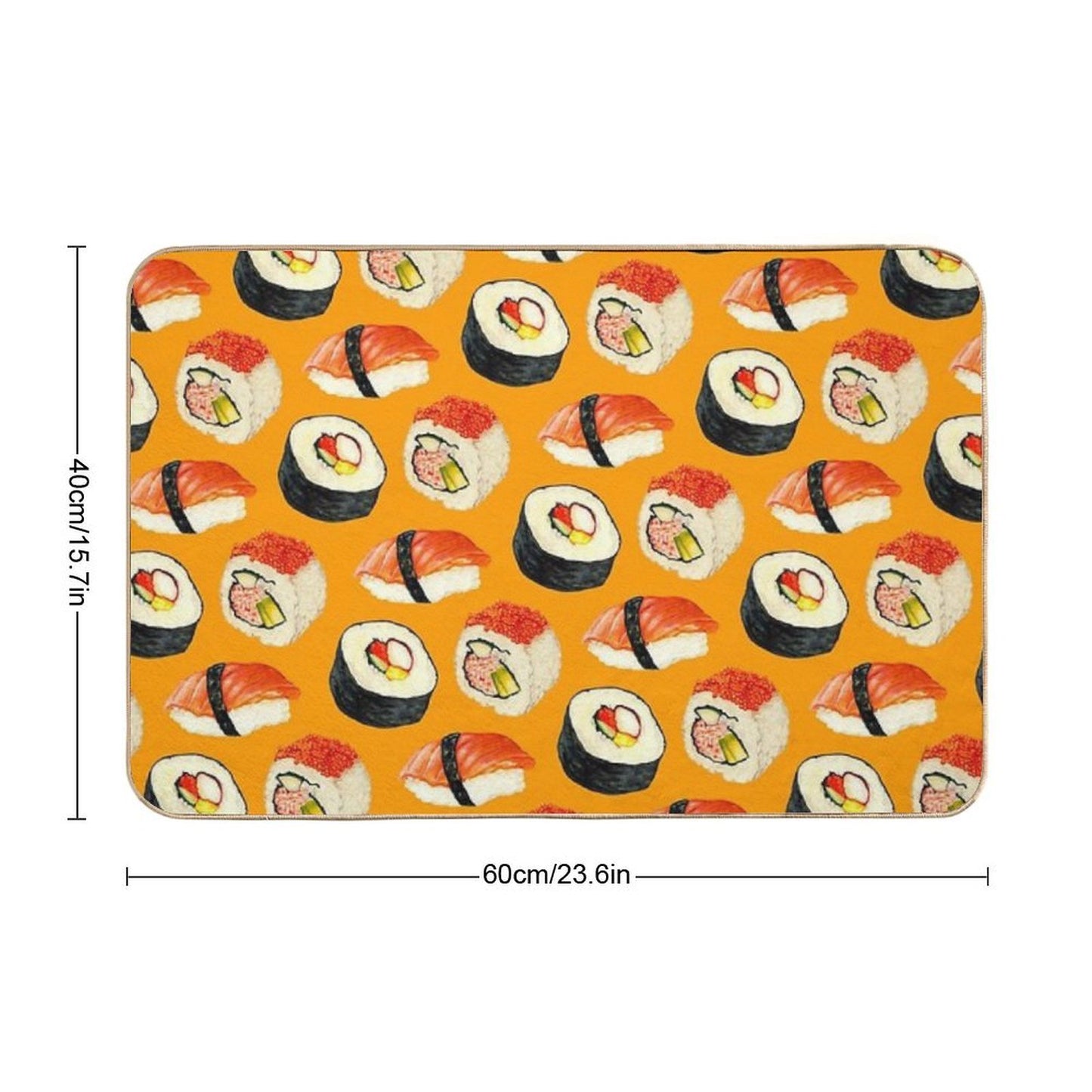 Sushi Pattern - Orange  Odorless Bath Mat