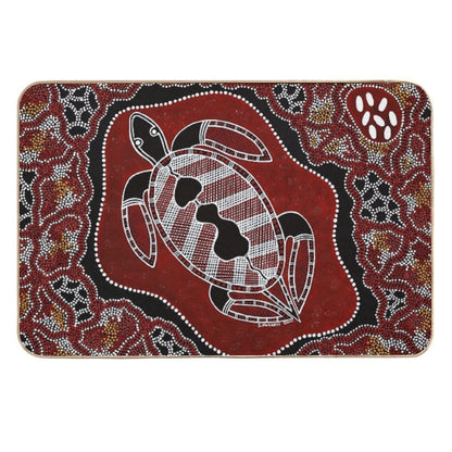 Authentic Aboriginal Art -  Turtle Dreaming  Toxin-Free Bath Mat