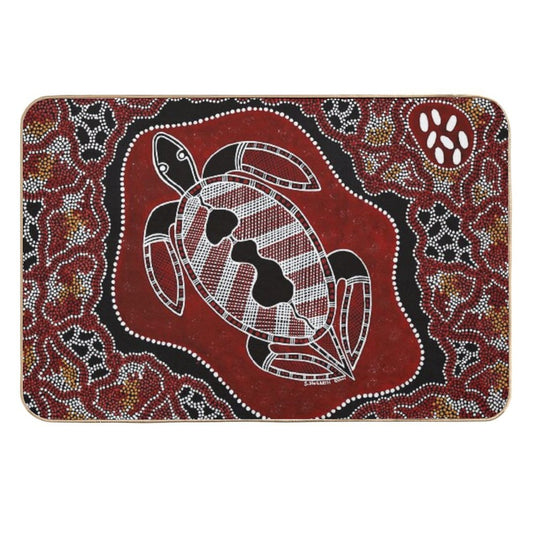 Authentic Aboriginal Art -  Turtle Dreaming  Toxin-Free Bath Mat