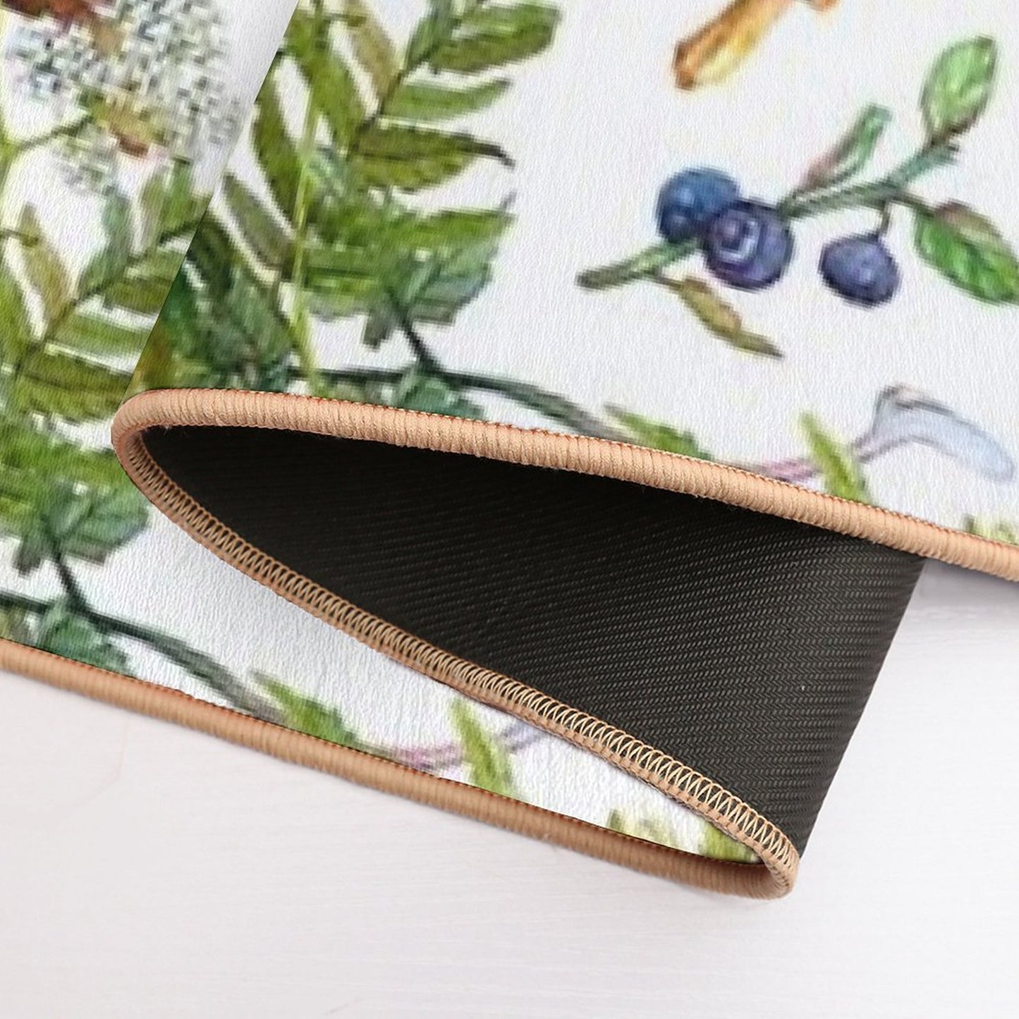 Forest Ferns, Berries And Mushrooms  Repositionable Bath Mat