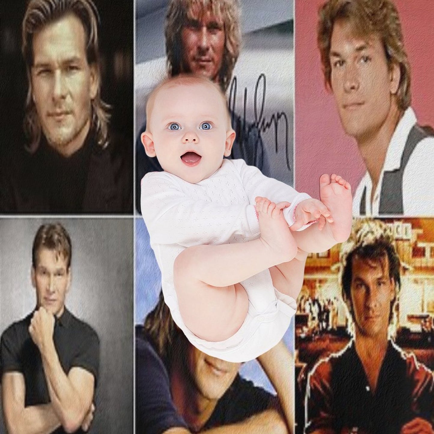 Patrick Swayze Photo Collage Quick-dry Throw Blanket
