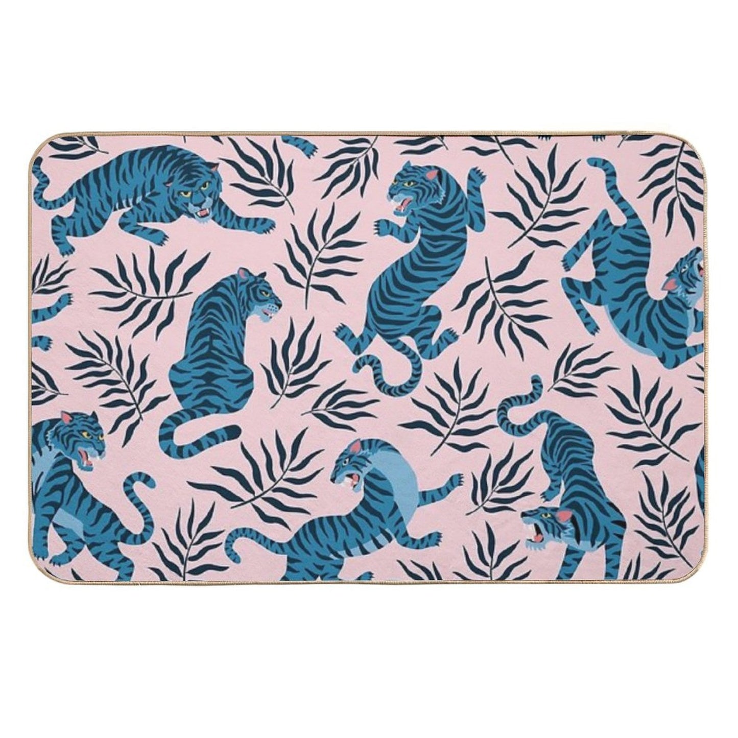 Asian Tigers And Tropical Leaves  Versatile Bath Mat