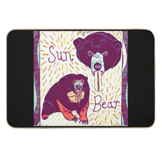 Black And Tan Sun Bear Felt Work  Toxin-Free Bath Mat