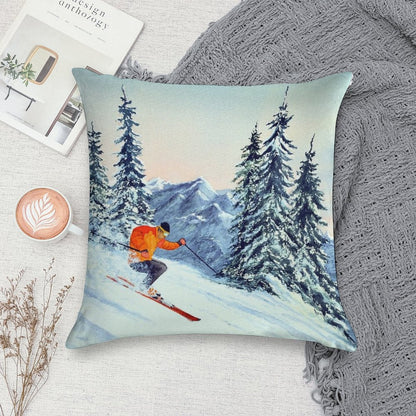 Skiing - The Clear Leader Soft Washable Throw Pillow