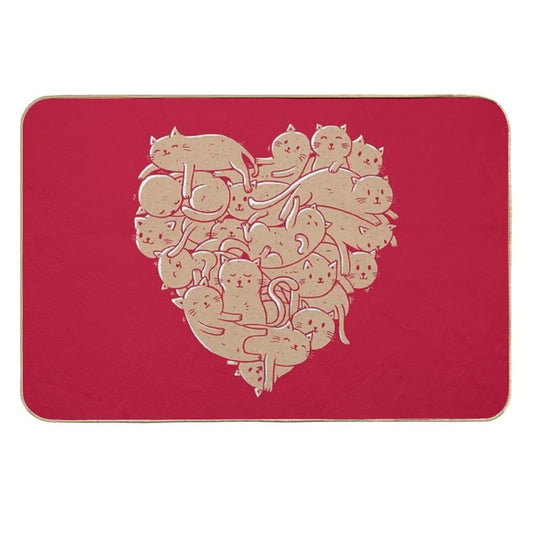 I Love Cats Heart  Easy Maintenance Bath Mat