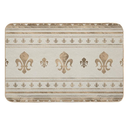 Fleur-de-lis Pastel Gold  Anti-Trip Bath Mat
