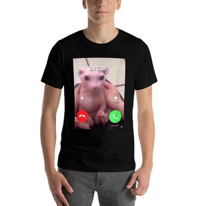 Bingus Is Calling Hairless Sphinx Cat Bingus Cat Meme  Relaxed-fit T-Shirt