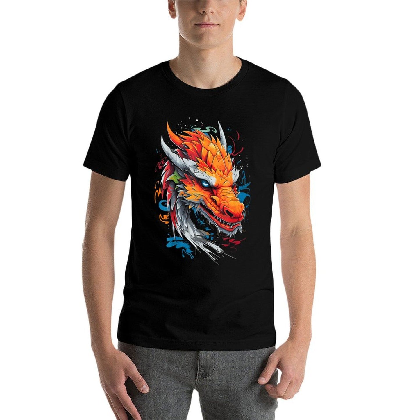 Dragon Graphic Fantasy Art Dragon  Heathered Texture T-Shirt