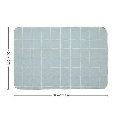 Rustic Grid Soft Aqua  Absorbent Bath Mat
