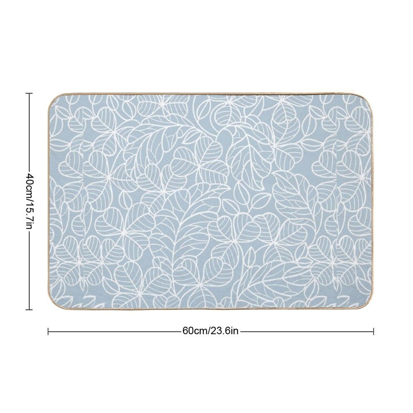 Coastal Blue And White Leaf Pattern  Toxin-Free Bath Mat