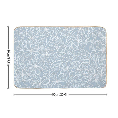 Coastal Blue And White Leaf Pattern  Toxin-Free Bath Mat
