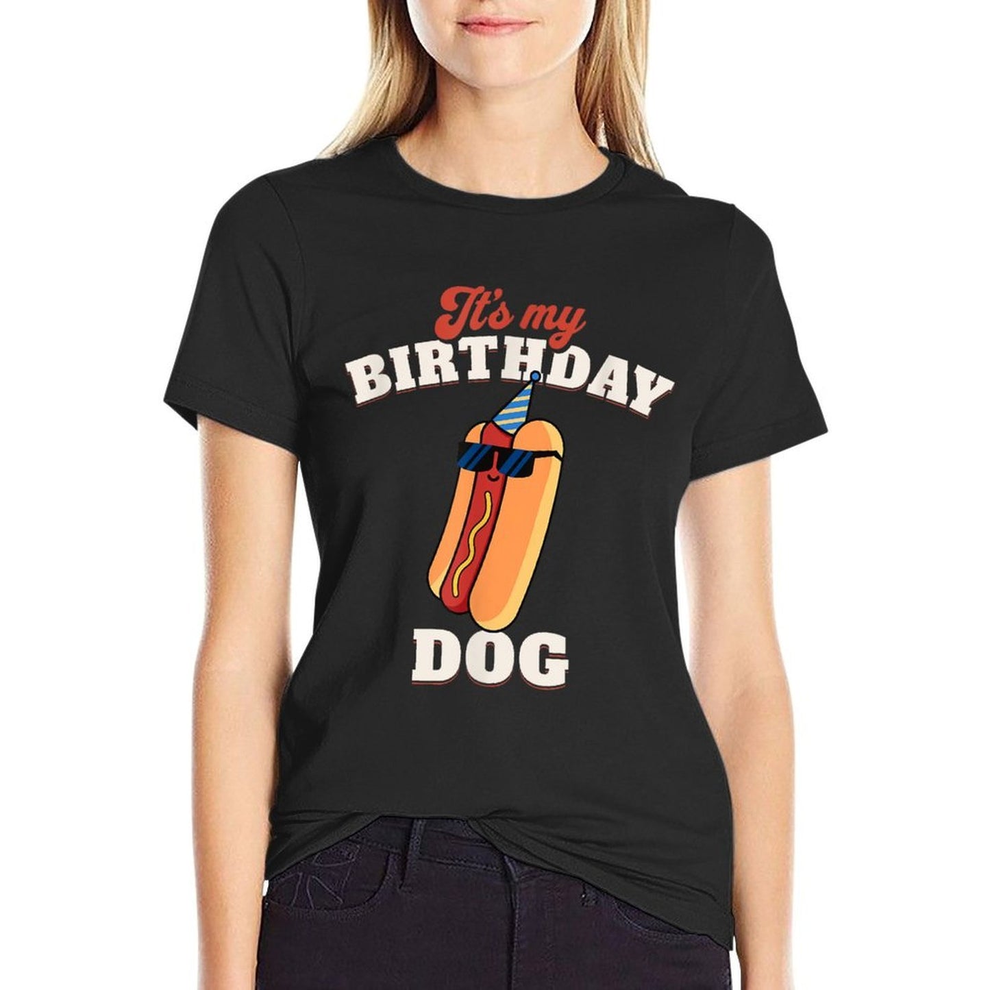It's My Birthday Dog!  Funny Summer Birthday Hot Dog  Cotton T-Shirt