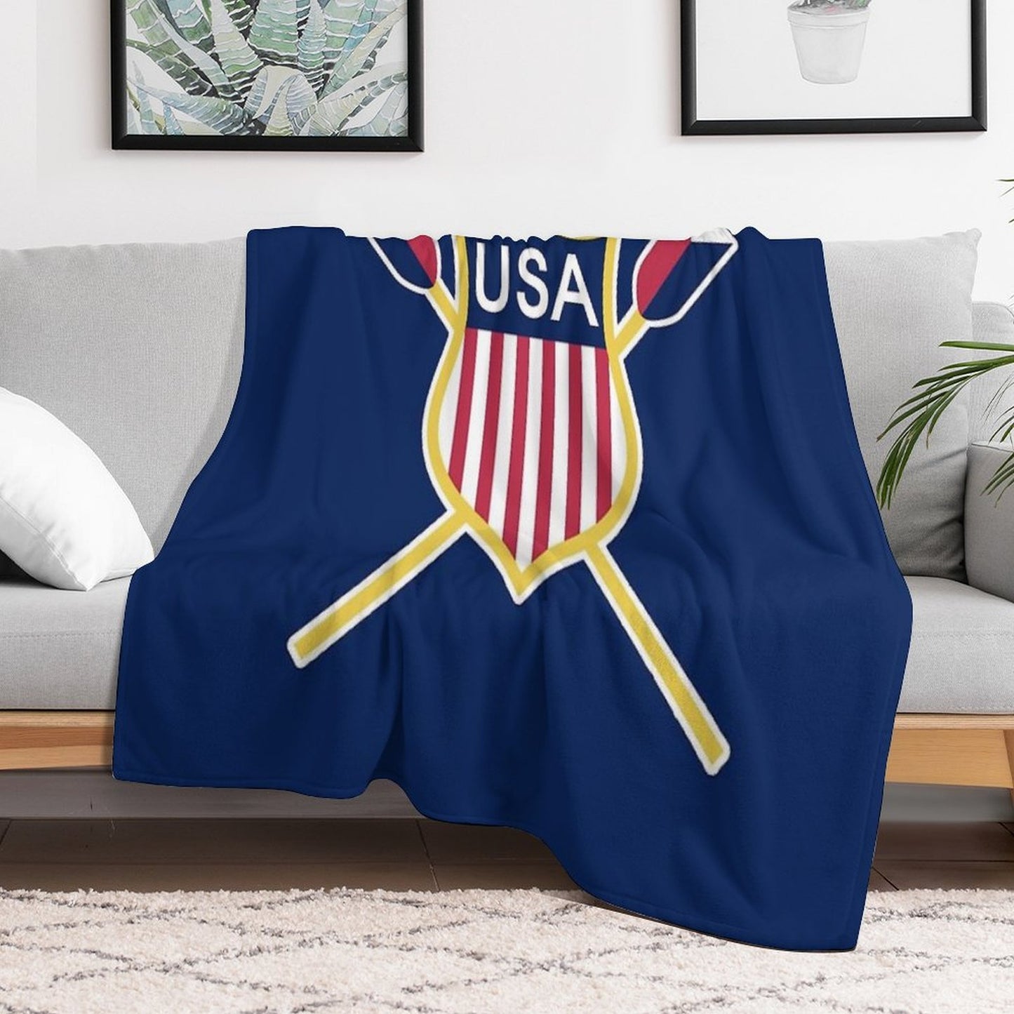 Usa Rowing Machine-washable Throw Blanket