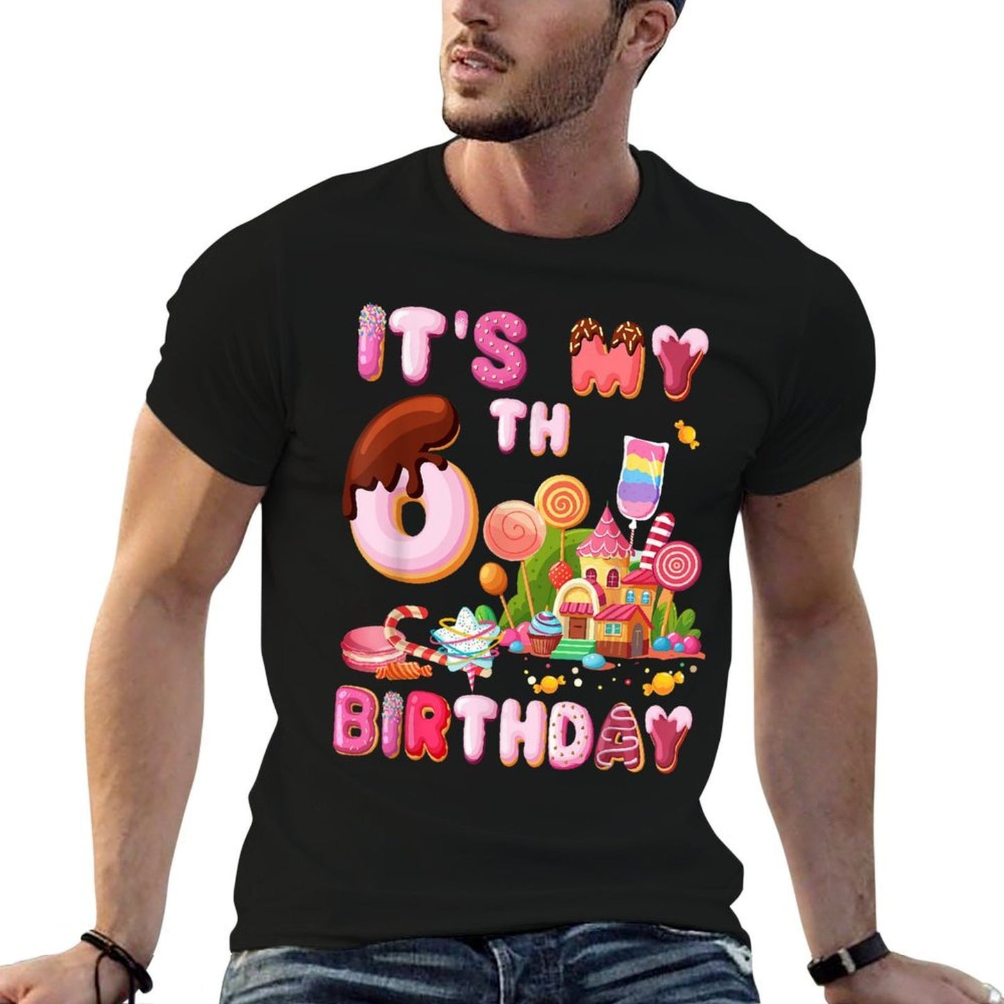 It’s My 6th Birthday Sweet Candy 6 Year Old Girl Party  Trendy Pattern T-Shirt