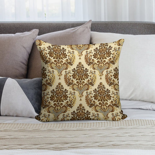 Geometric Gold Damask Abstract Beautiful Vintage Pattern Art Design Soft Style Accent Throw Pillow