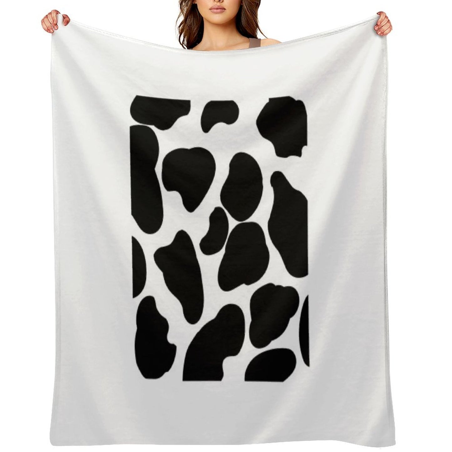 Cow Print Black And White Compact Throw Blanket