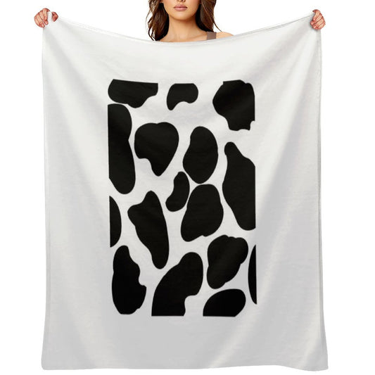 Cow Print Black And White Compact Throw Blanket