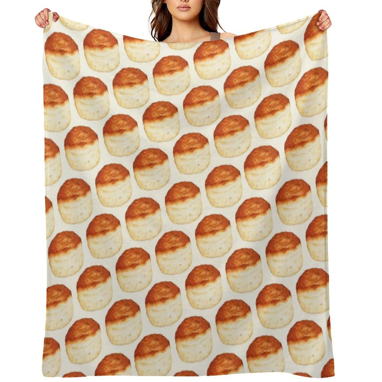 Biscuit Pattern - White Lightweight Throw Blanket