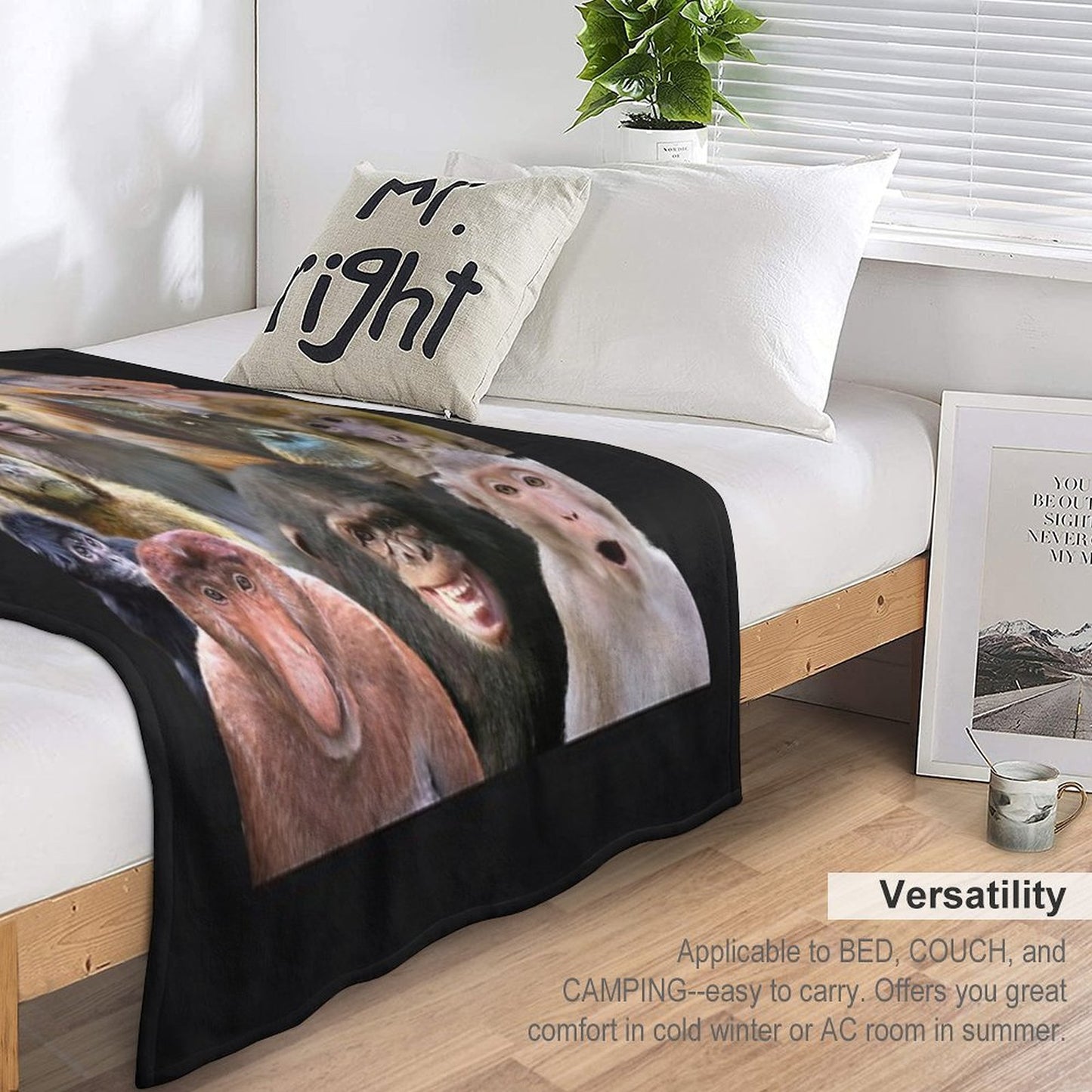 Monkies Smiles Sustainable Throw Blanket