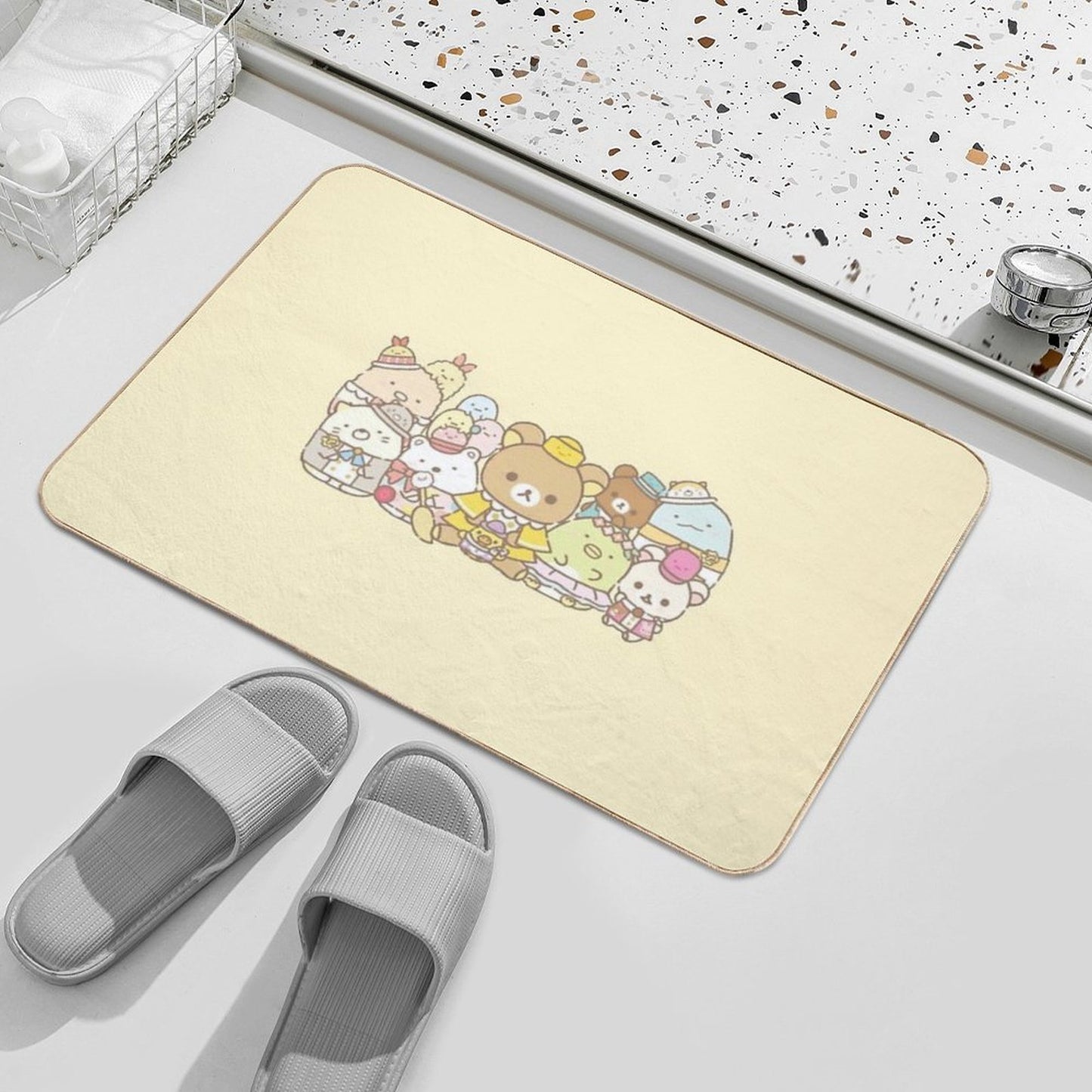 Rilakkuma And Sumikko Gurashi Inspired Graphic  Slip-Resistant Bath Mat