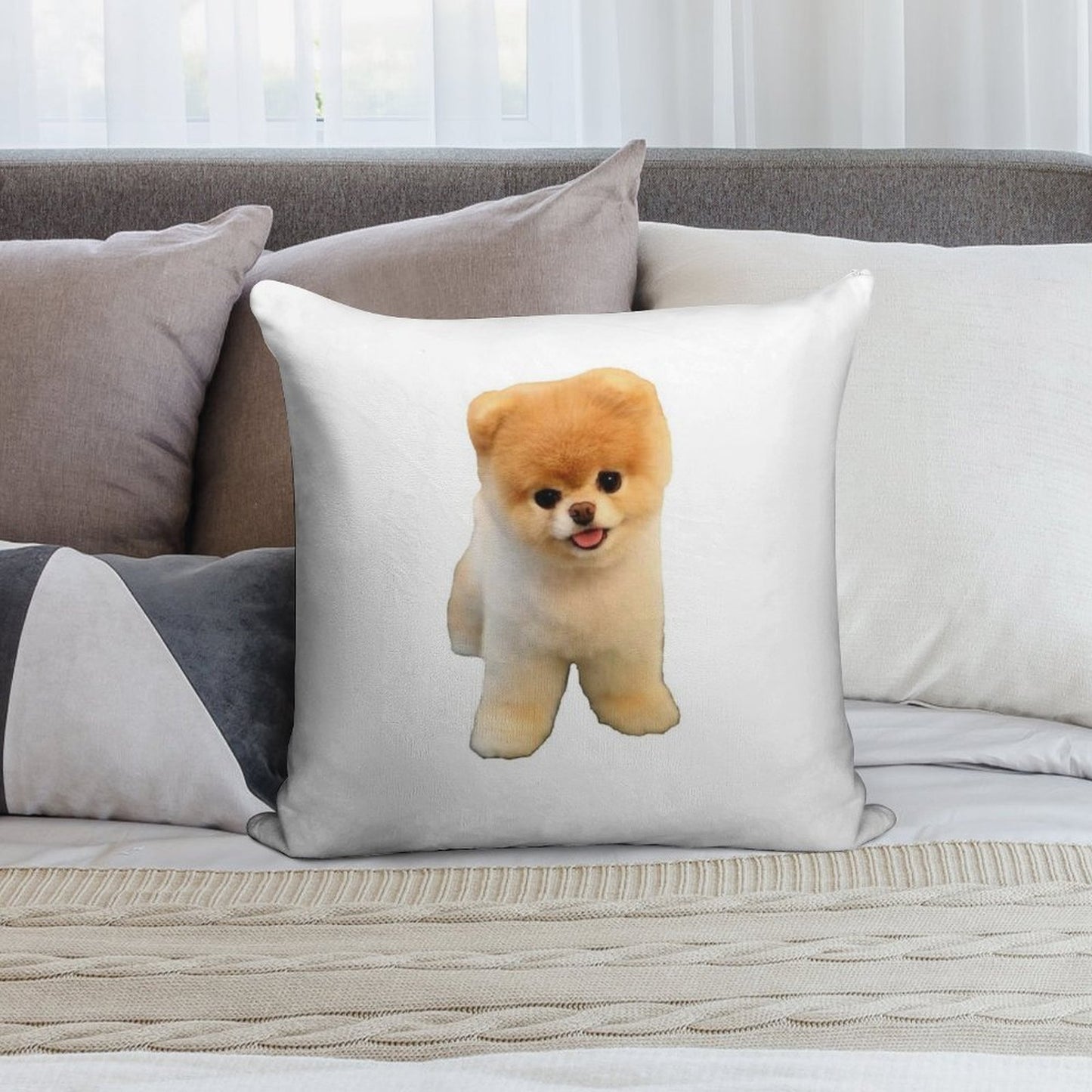 Cute Boo Puppy Soft Anti-Pilling Throw Pillow