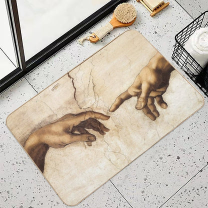 The Creation of Adam Michelangelo Painting  Repositionable Bath Mat