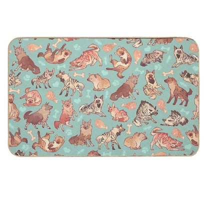 Hyenas in Minty  Dirt-Trapping Bath Mat