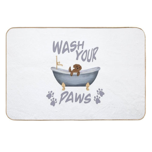 Wash Your Paws (Goldendoodle)  Easy Maintenance Bath Mat