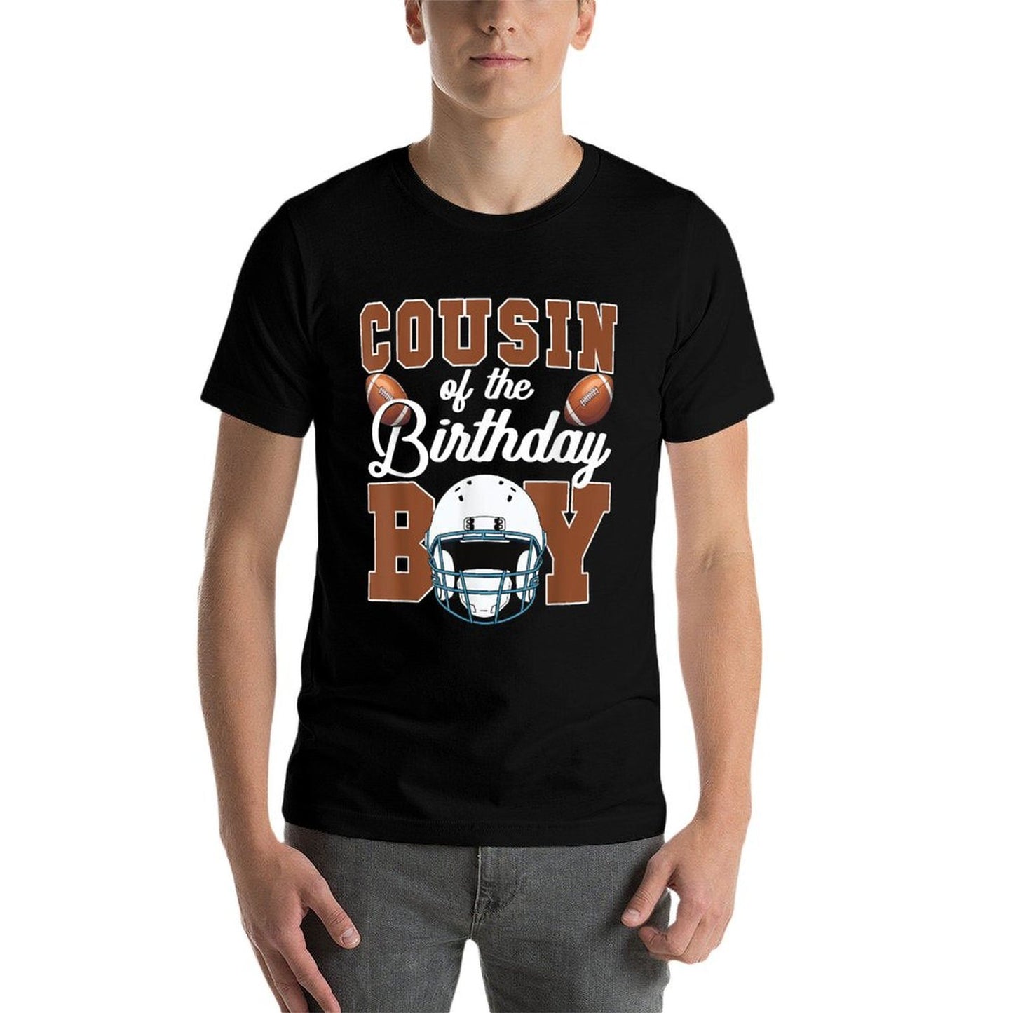 Football Touchdown Birthday Kids Outfit - Unisex Kids & Adults Family Matching Football Party - Black,, Size 45  Ribbed Collar T-Shirt