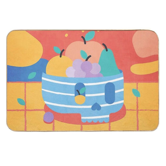 Skull Fruit Bowl Durable Bath Mat