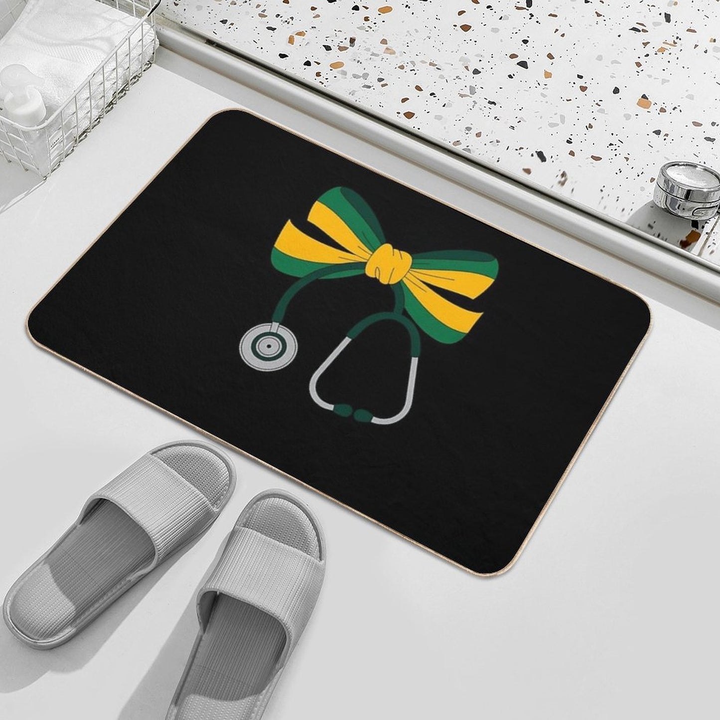 Jamaican Coquette Nurse Bow Jamaica Flag Jamaican Nurse  Eco-Friendly Bath Mat