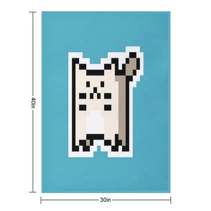 White Pixel-Cat Easy Care Throw Blanket